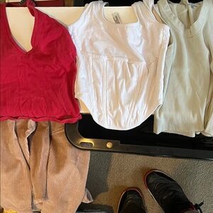Zara Orange, Green, and Cream Tank Tops